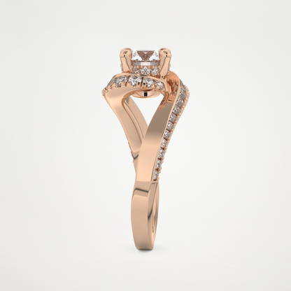 Round Swirl Pave Lab Grown Diamond Engagement Ring