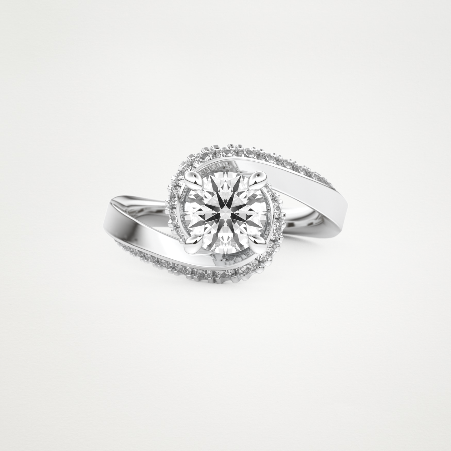 Round Swirl Pave Lab Grown Diamond Engagement Ring