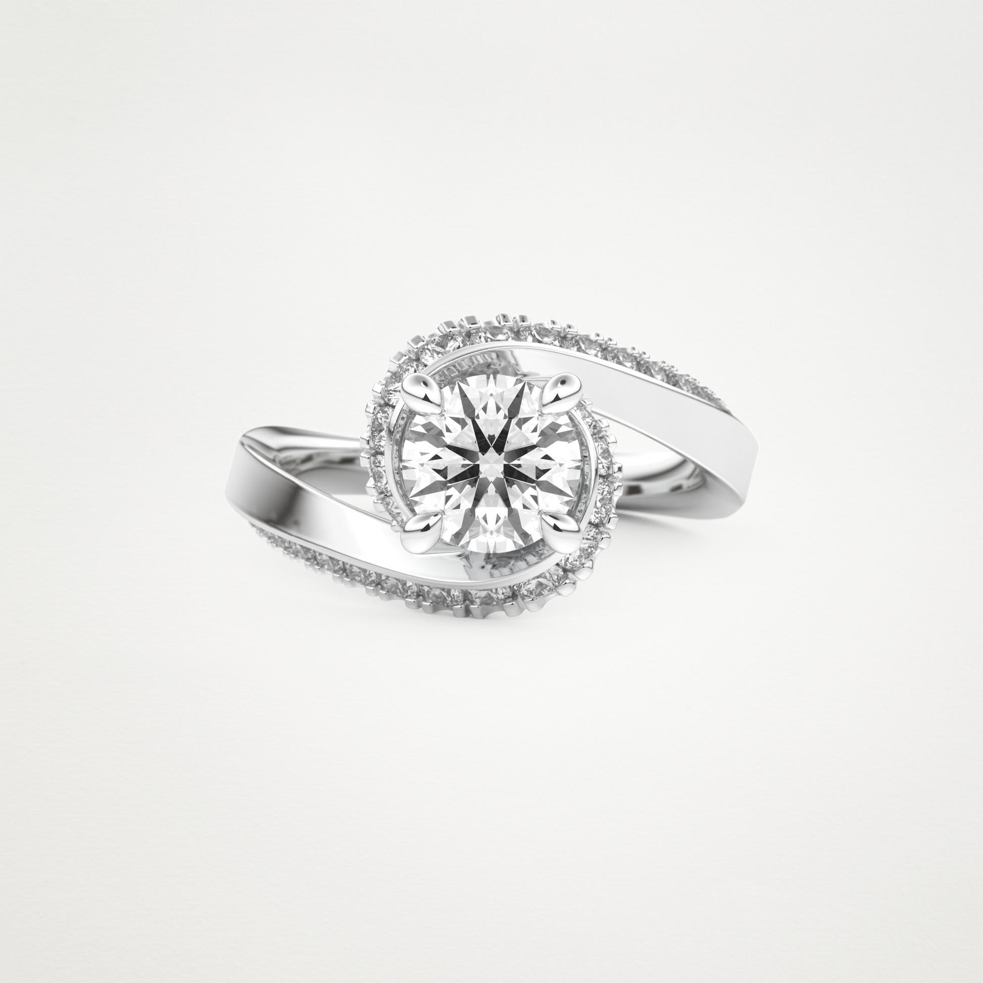 Round Swirl Pave Lab Grown Diamond Engagement Ring