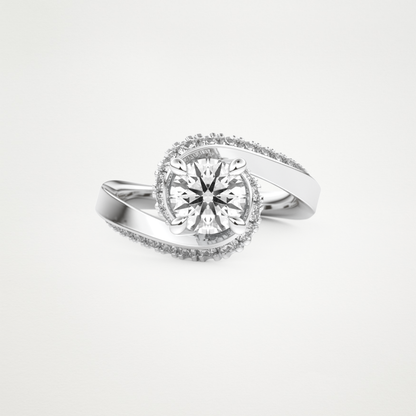 Round Swirl Pave Lab Grown Diamond Engagement Ring