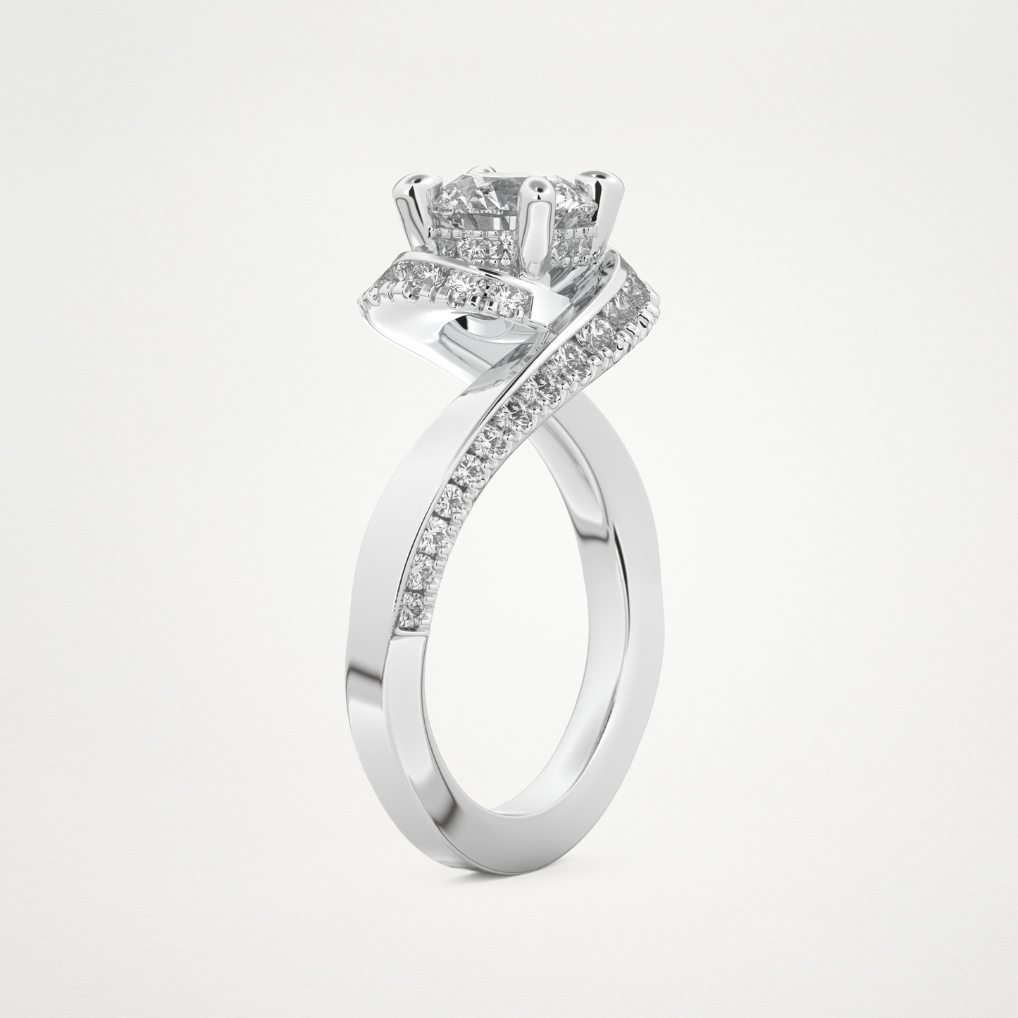 Round Swirl Pave Lab Grown Diamond Engagement Ring