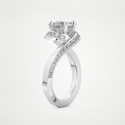 Round Swirl Pave Lab Grown Diamond Engagement Ring