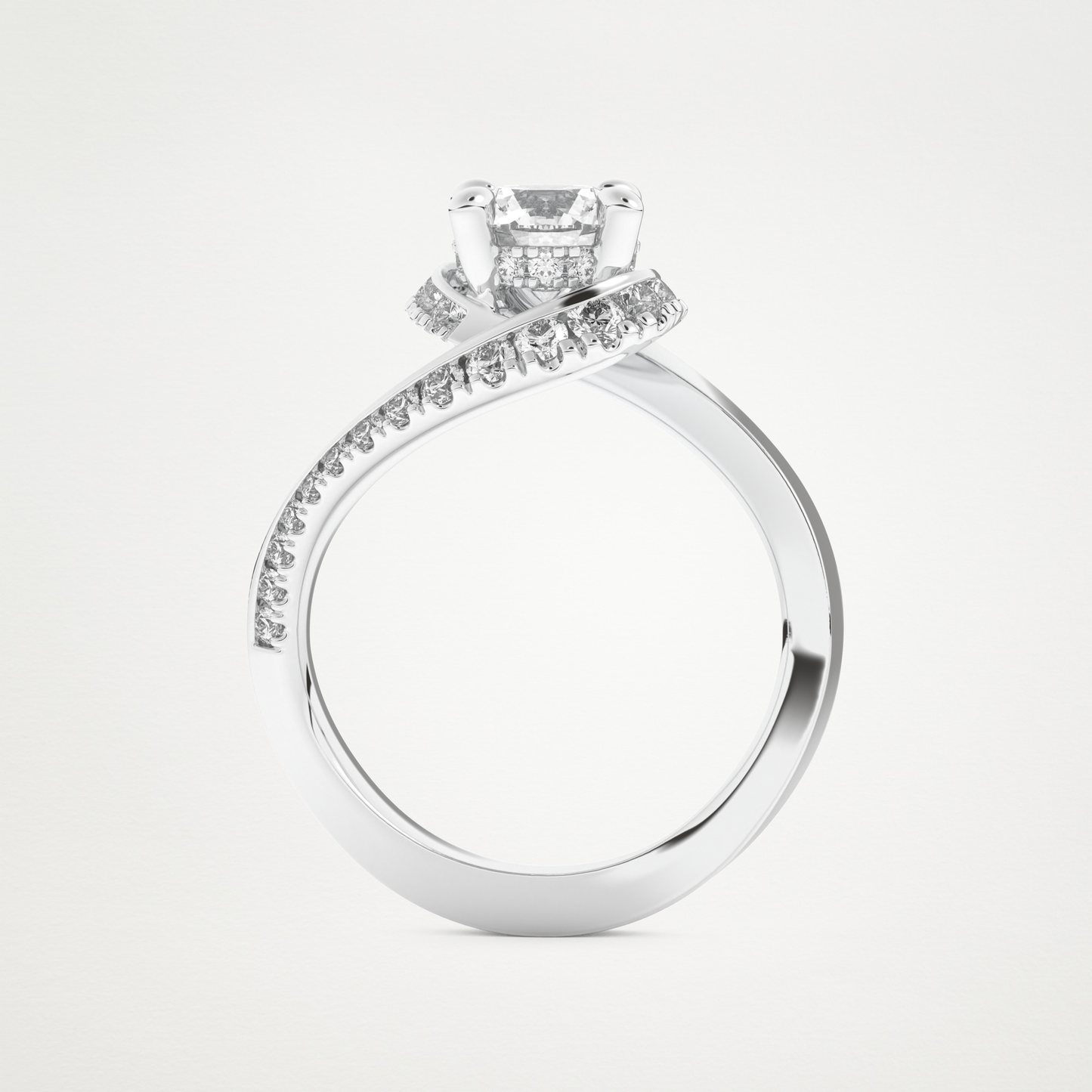 Round Swirl Pave Lab Grown Diamond Engagement Ring