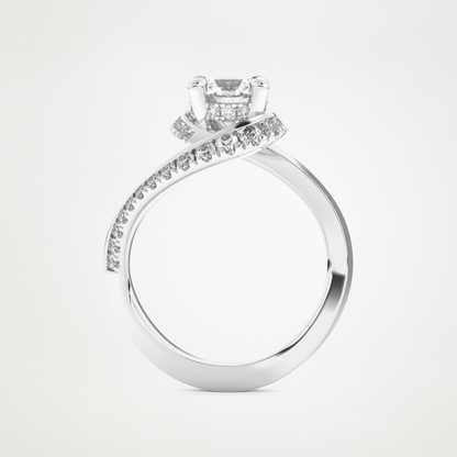 Round Swirl Pave Lab Grown Diamond Engagement Ring