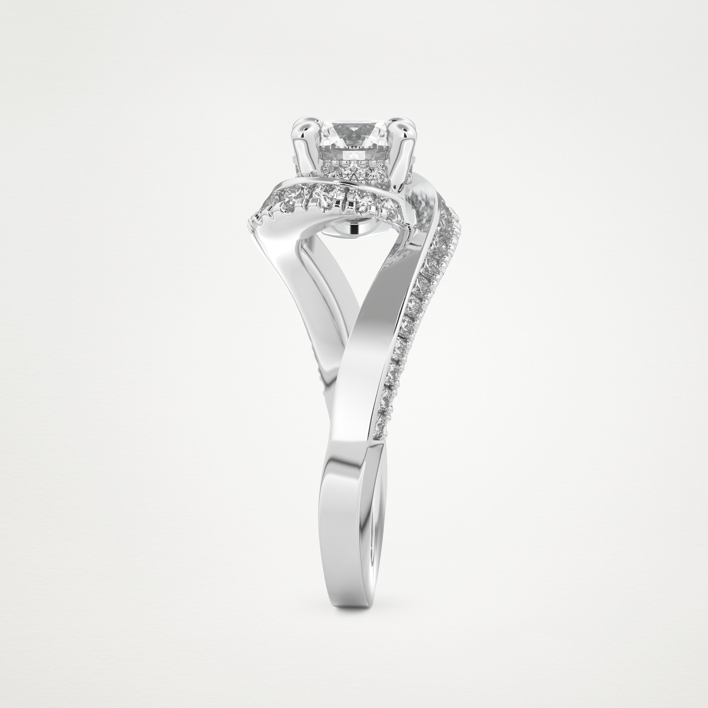 Round Swirl Pave Lab Grown Diamond Engagement Ring