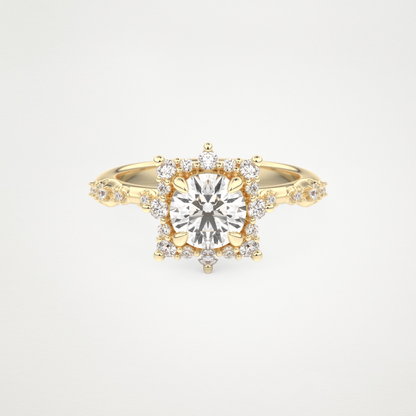 Round Cluster Lab Grown Diamond Engagement Ring