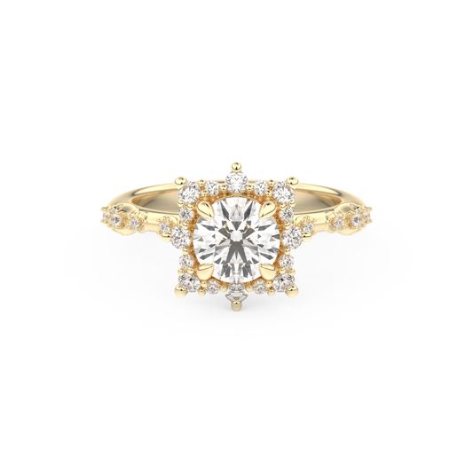 Round Cluster Lab Grown Diamond Engagement Ring