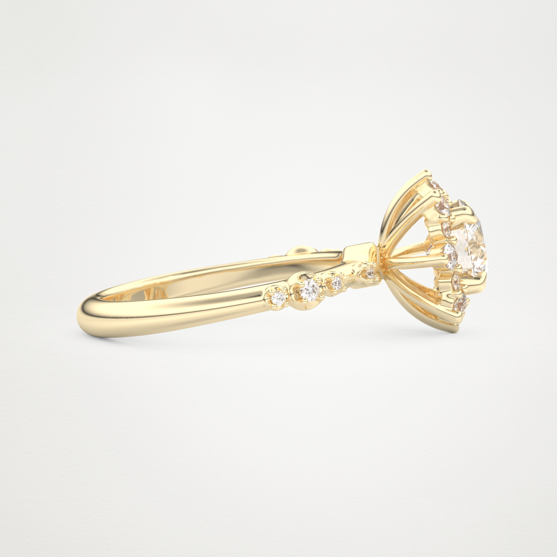 Round Cluster Lab Grown Diamond Engagement Ring