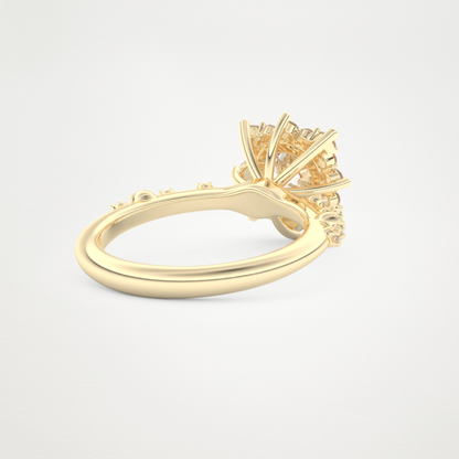 Round Cluster Lab Grown Diamond Engagement Ring