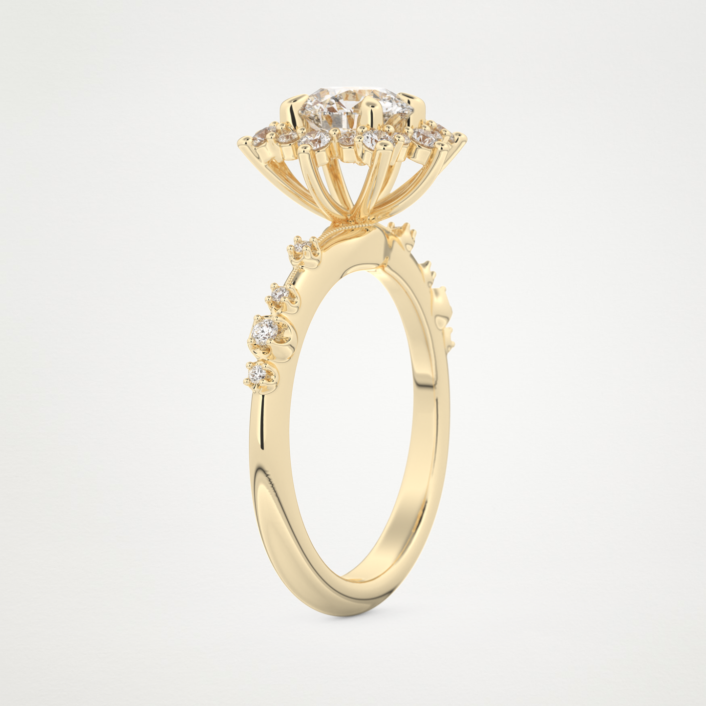 Round Cluster Lab Grown Diamond Engagement Ring