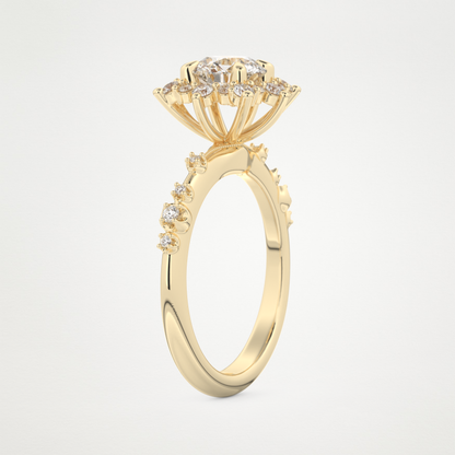 Round Cluster Lab Grown Diamond Engagement Ring