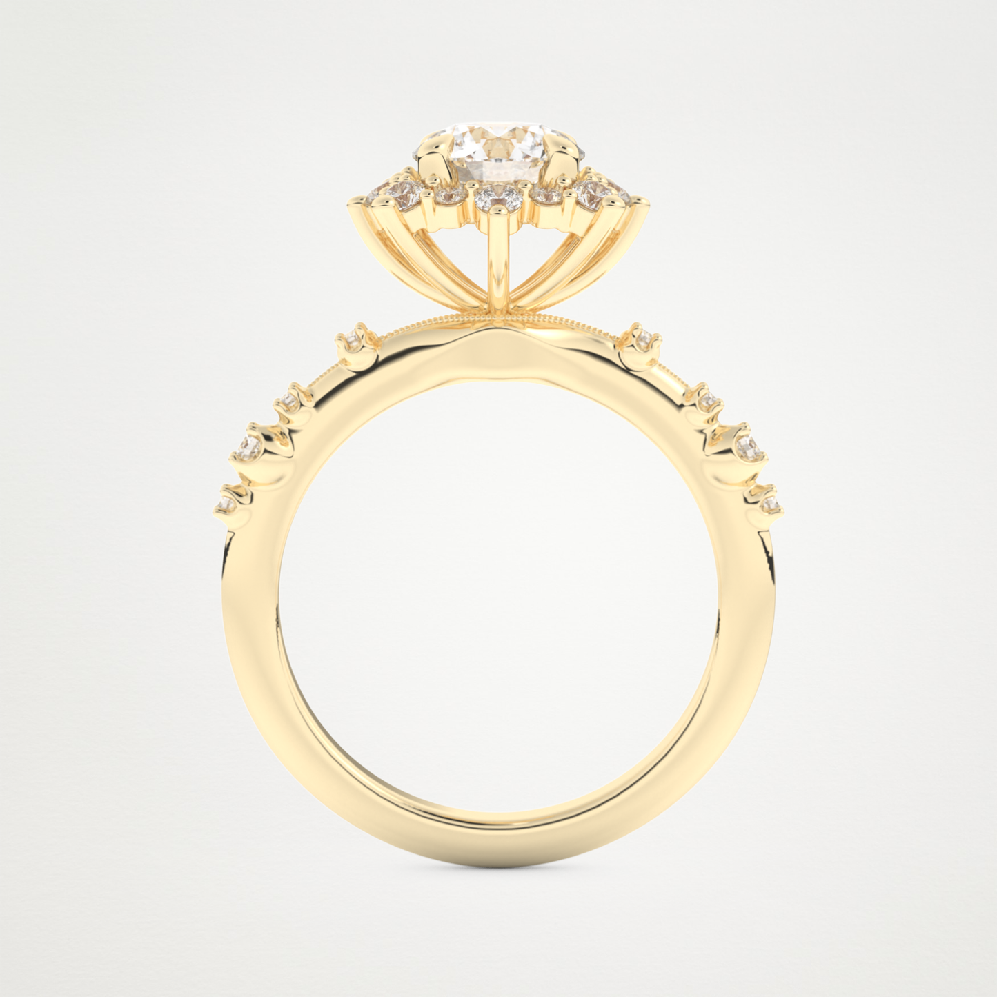 Round Cluster Lab Grown Diamond Engagement Ring