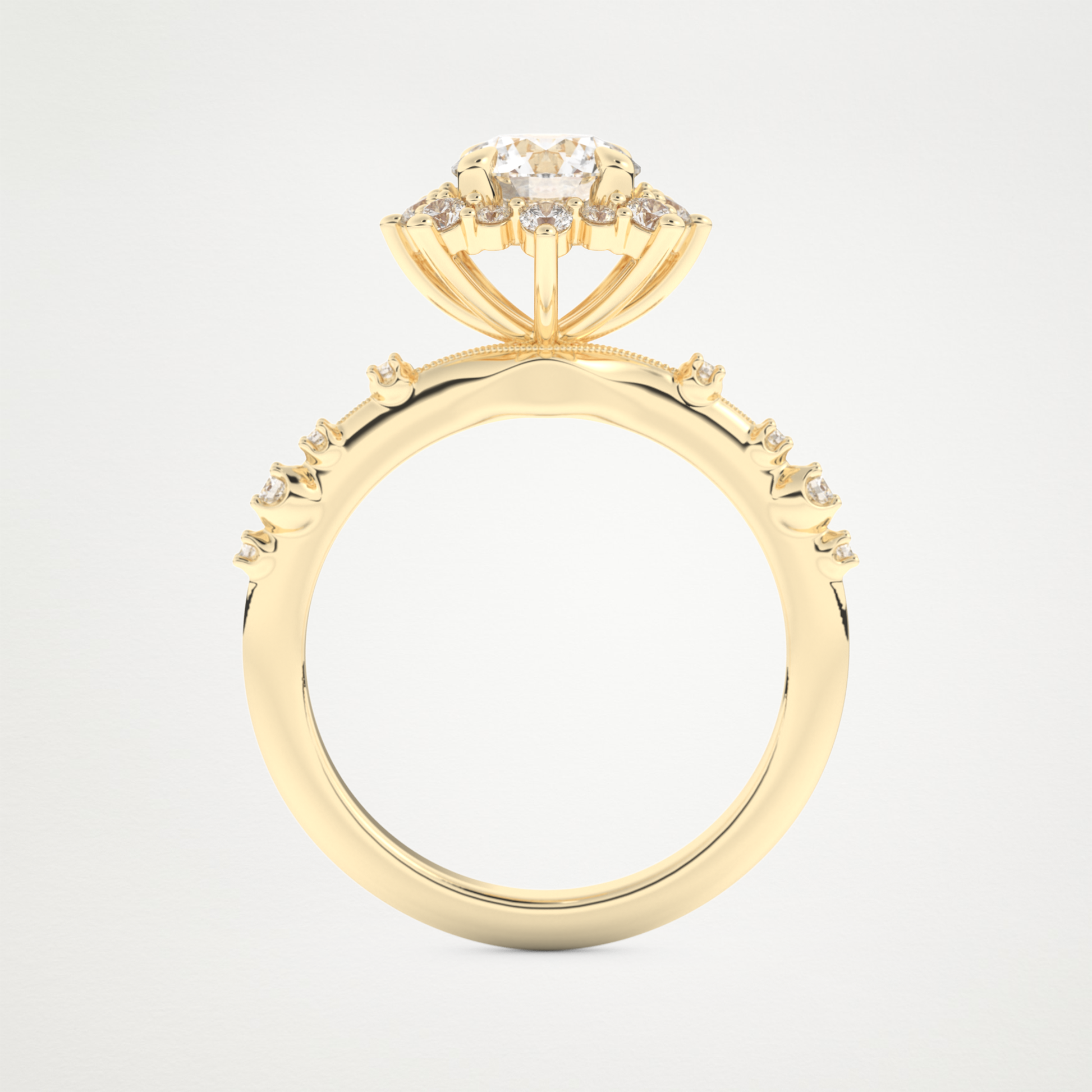 Round Cluster Lab Grown Diamond Engagement Ring