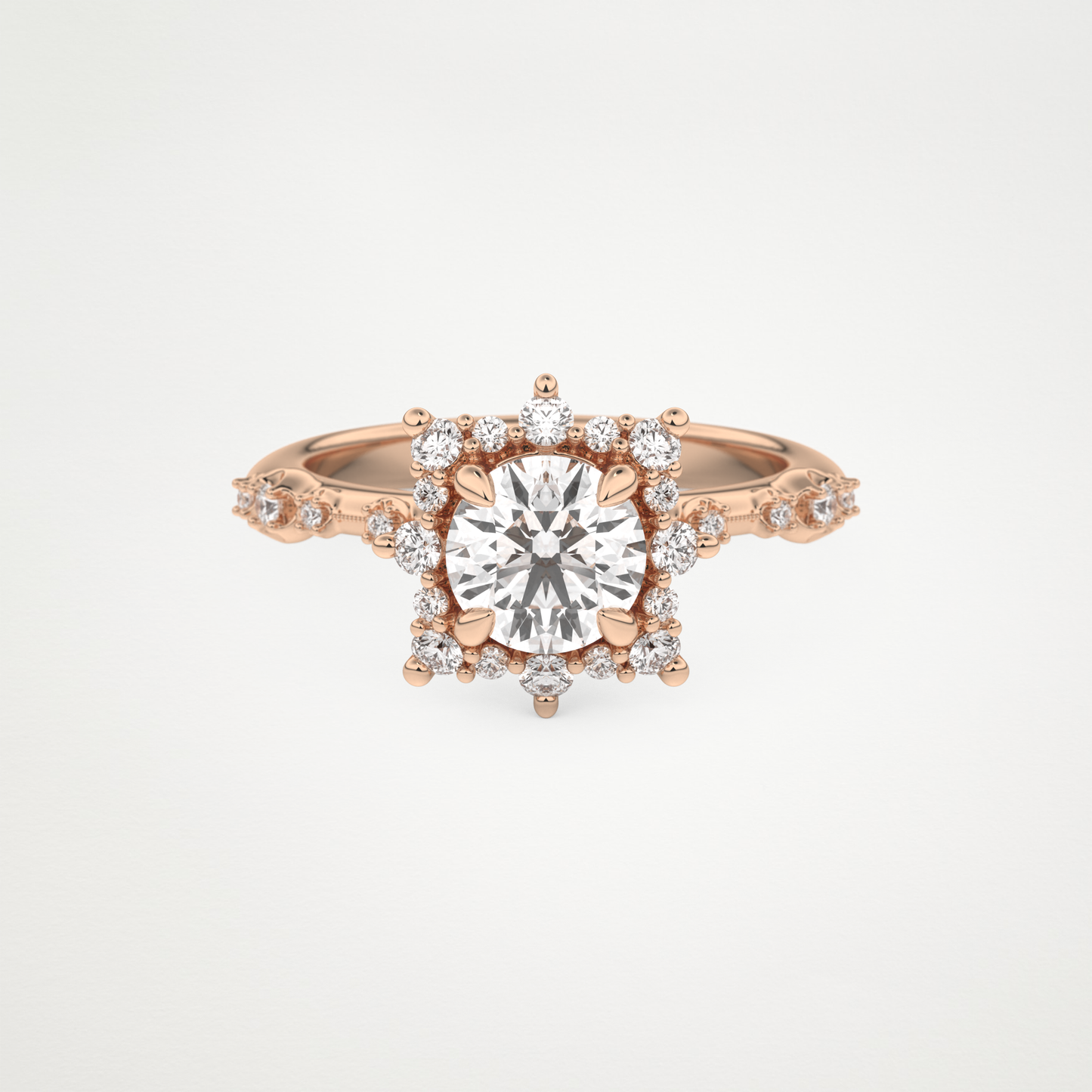 Round Cluster Lab Grown Diamond Engagement Ring