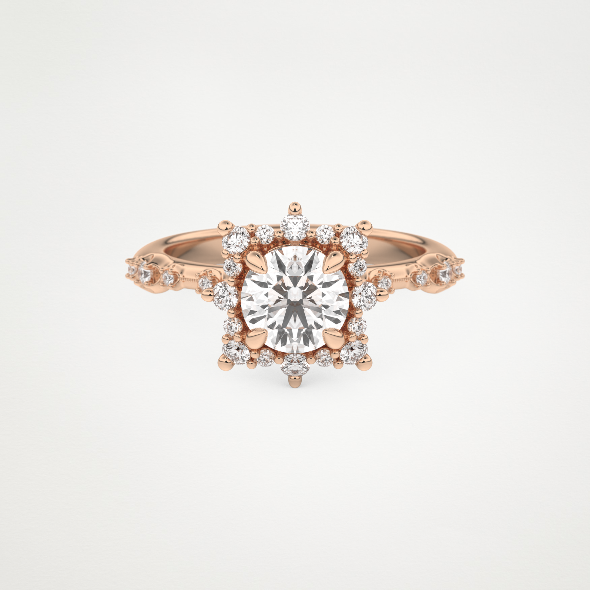 Round Cluster Lab Grown Diamond Engagement Ring