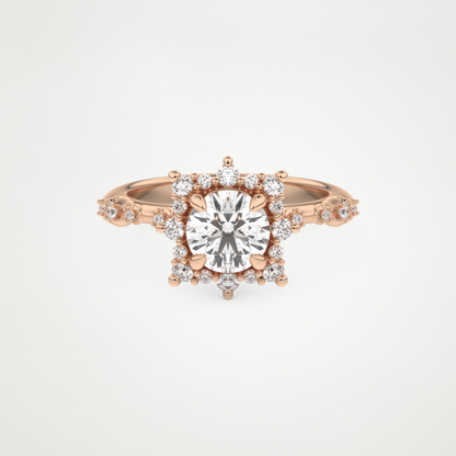 Round Cluster Lab Grown Diamond Engagement Ring