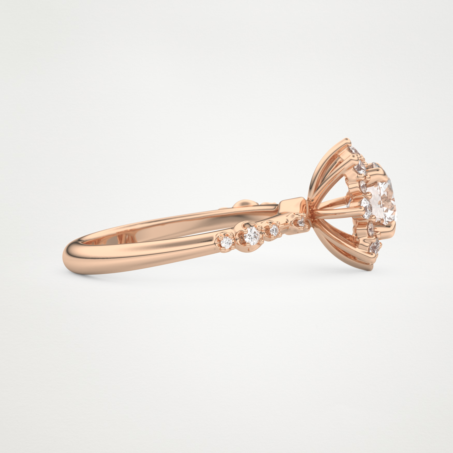 Round Cluster Lab Grown Diamond Engagement Ring