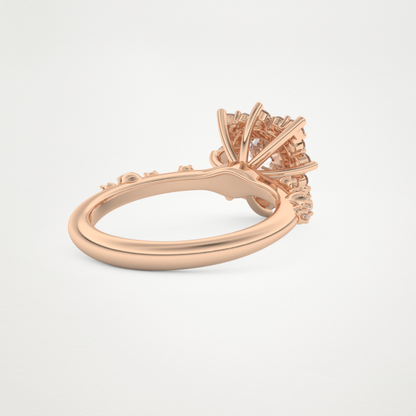 Round Cluster Lab Grown Diamond Engagement Ring