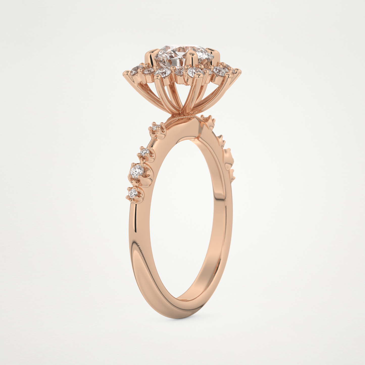 Round Cluster Lab Grown Diamond Engagement Ring
