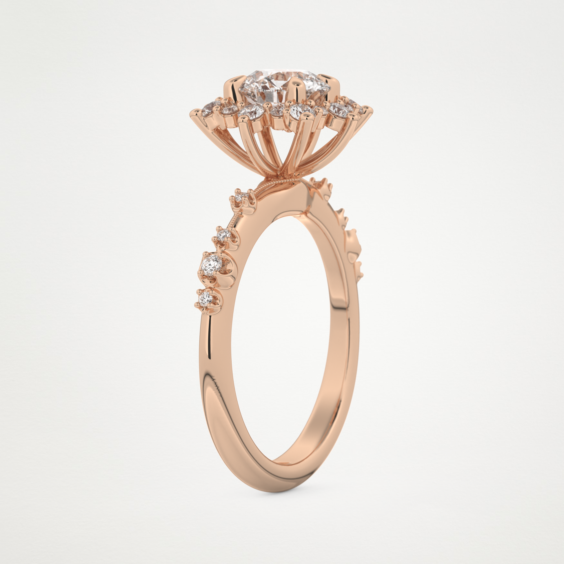 Round Cluster Lab Grown Diamond Engagement Ring