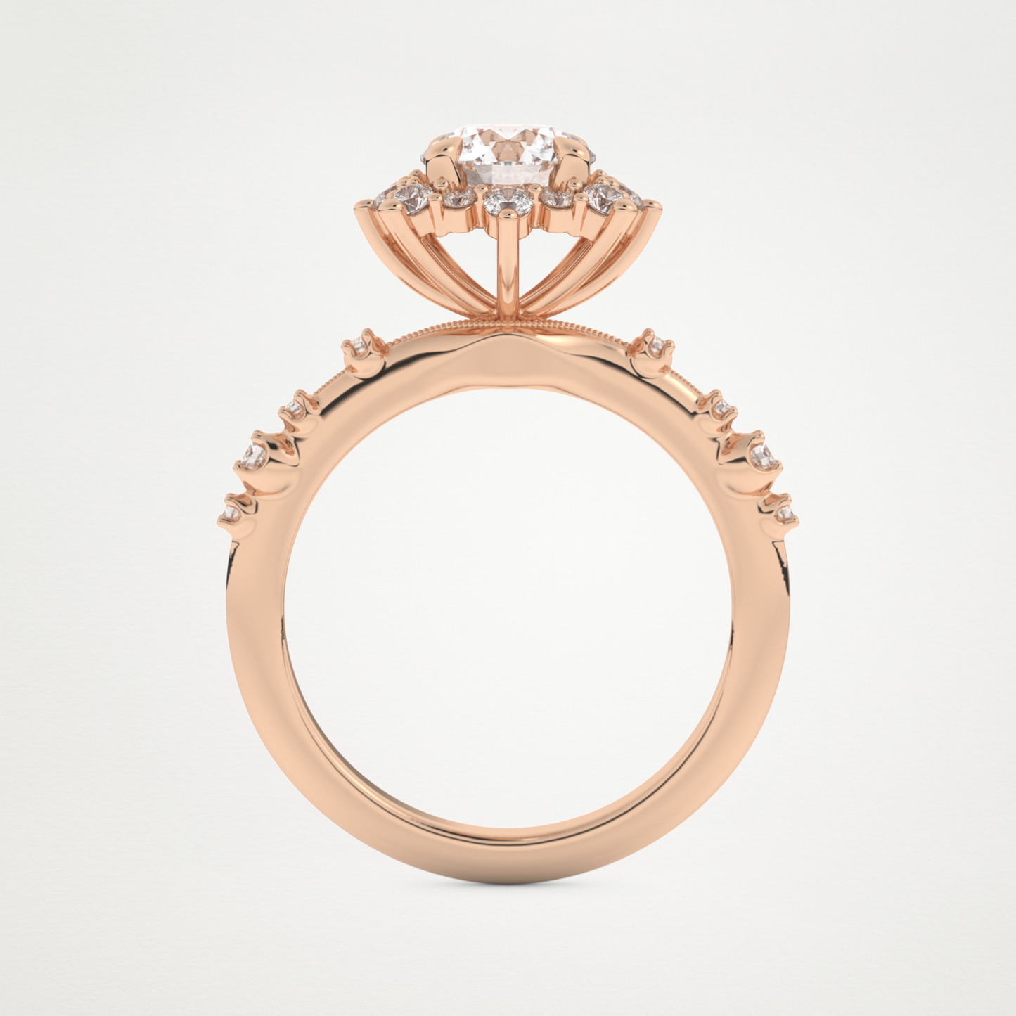 Round Cluster Lab Grown Diamond Engagement Ring
