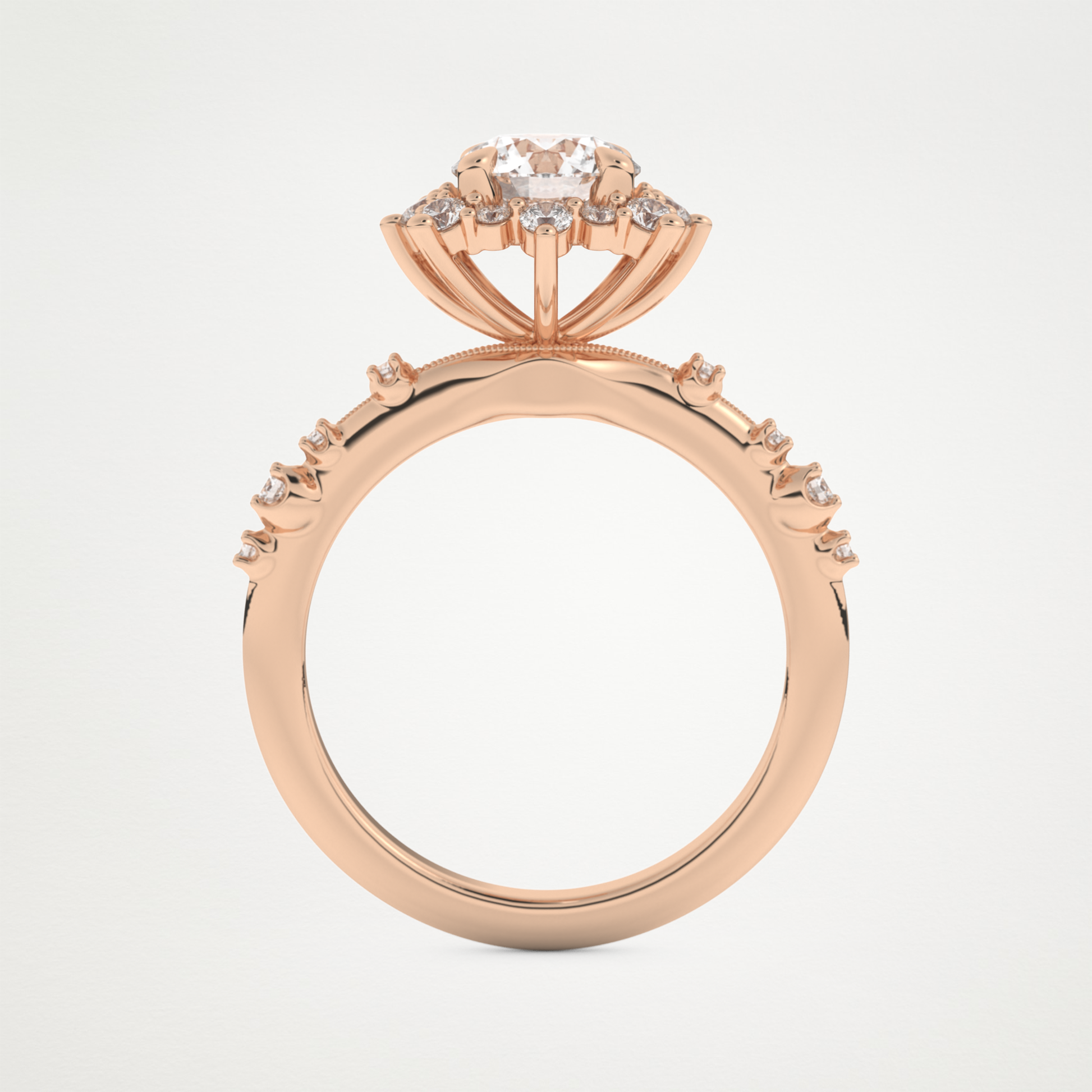 Round Cluster Lab Grown Diamond Engagement Ring