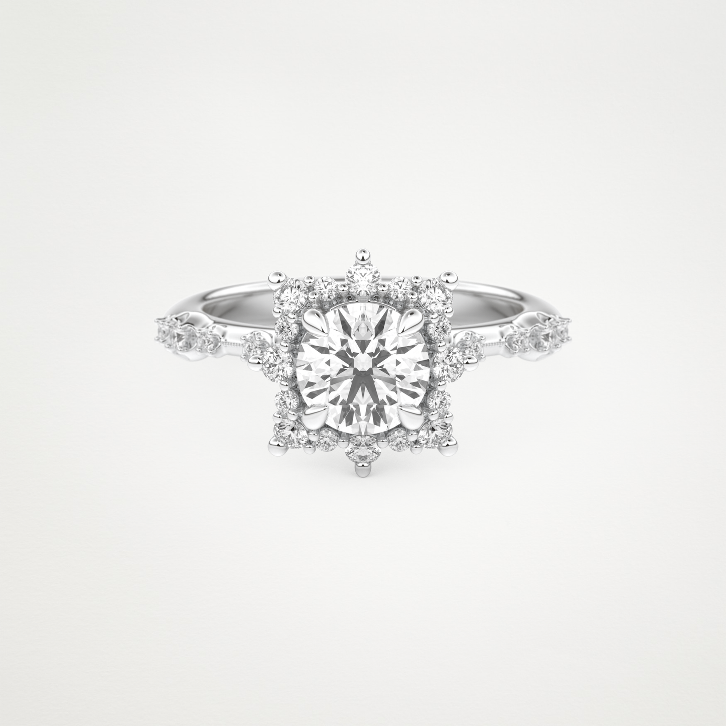 Round Cluster Lab Grown Diamond Engagement Ring