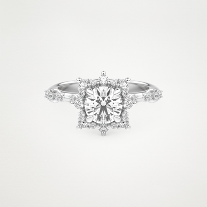 Round Cluster Lab Grown Diamond Engagement Ring