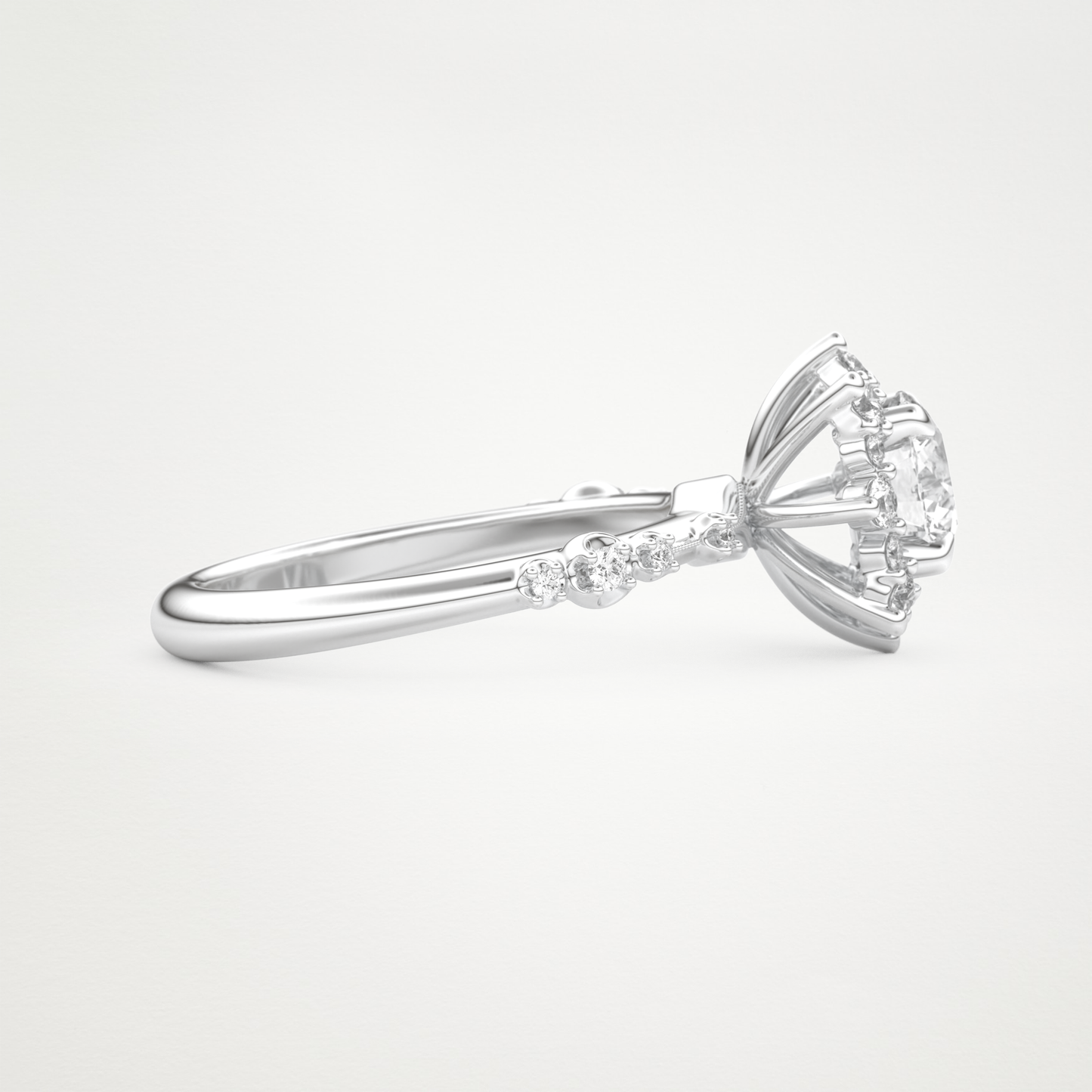 Round Cluster Lab Grown Diamond Engagement Ring