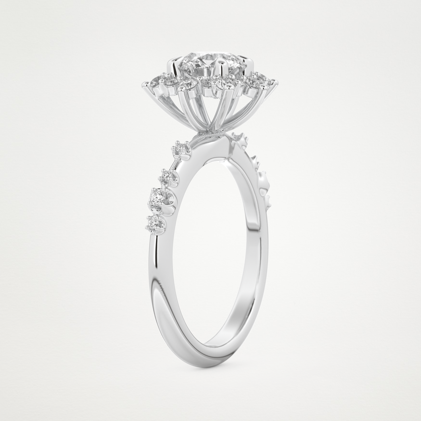 Round Cluster Lab Grown Diamond Engagement Ring