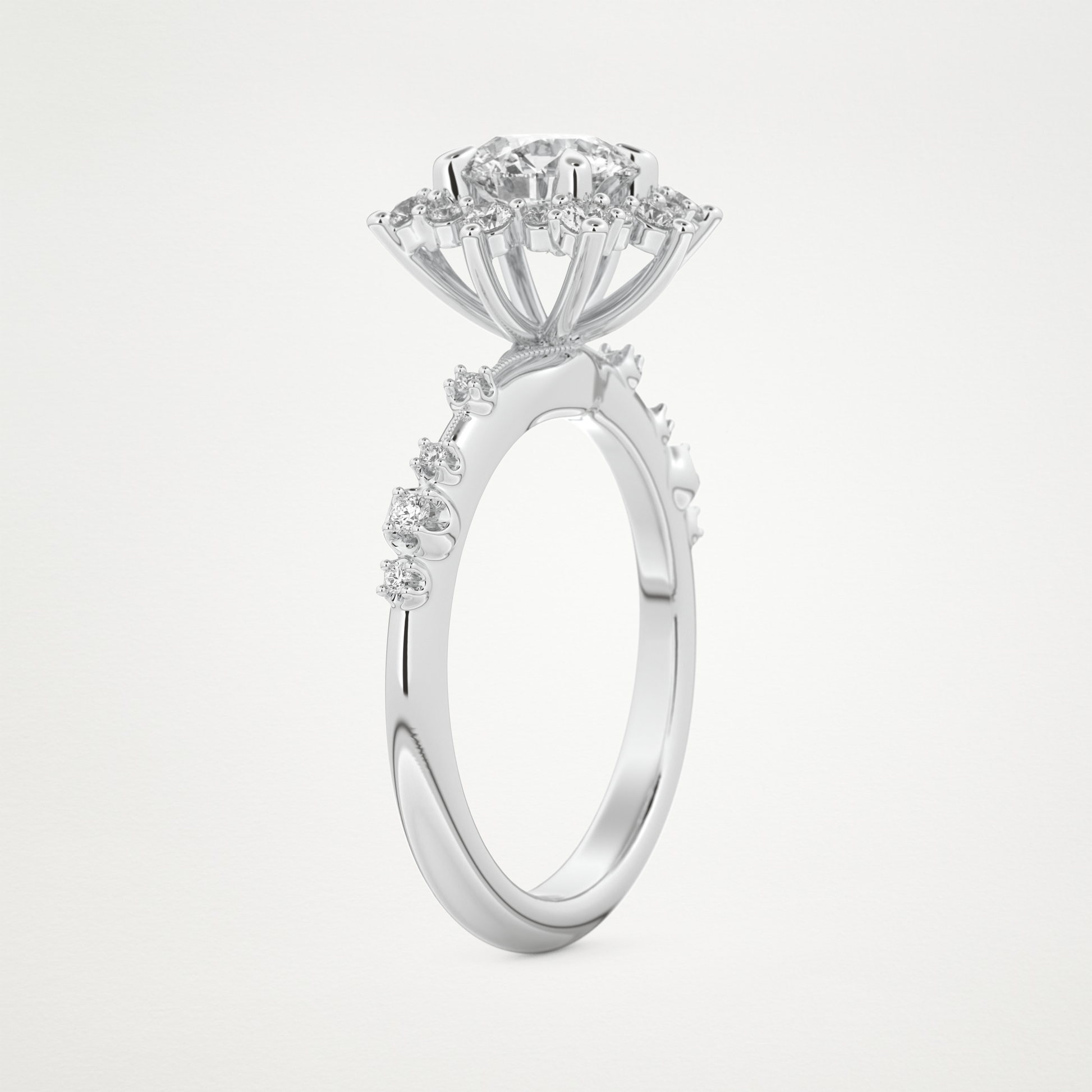 Round Cluster Lab Grown Diamond Engagement Ring