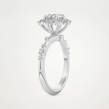 Round Cluster Lab Grown Diamond Engagement Ring