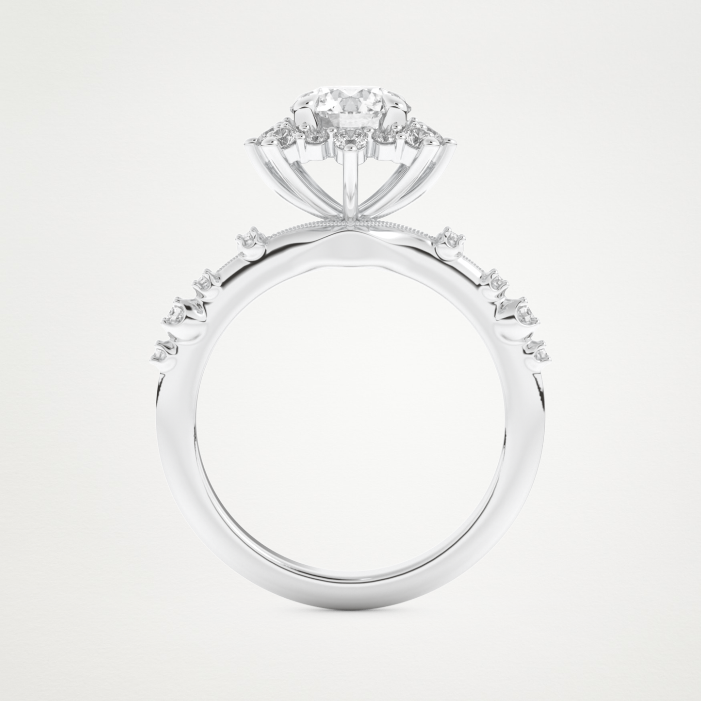 Round Cluster Lab Grown Diamond Engagement Ring