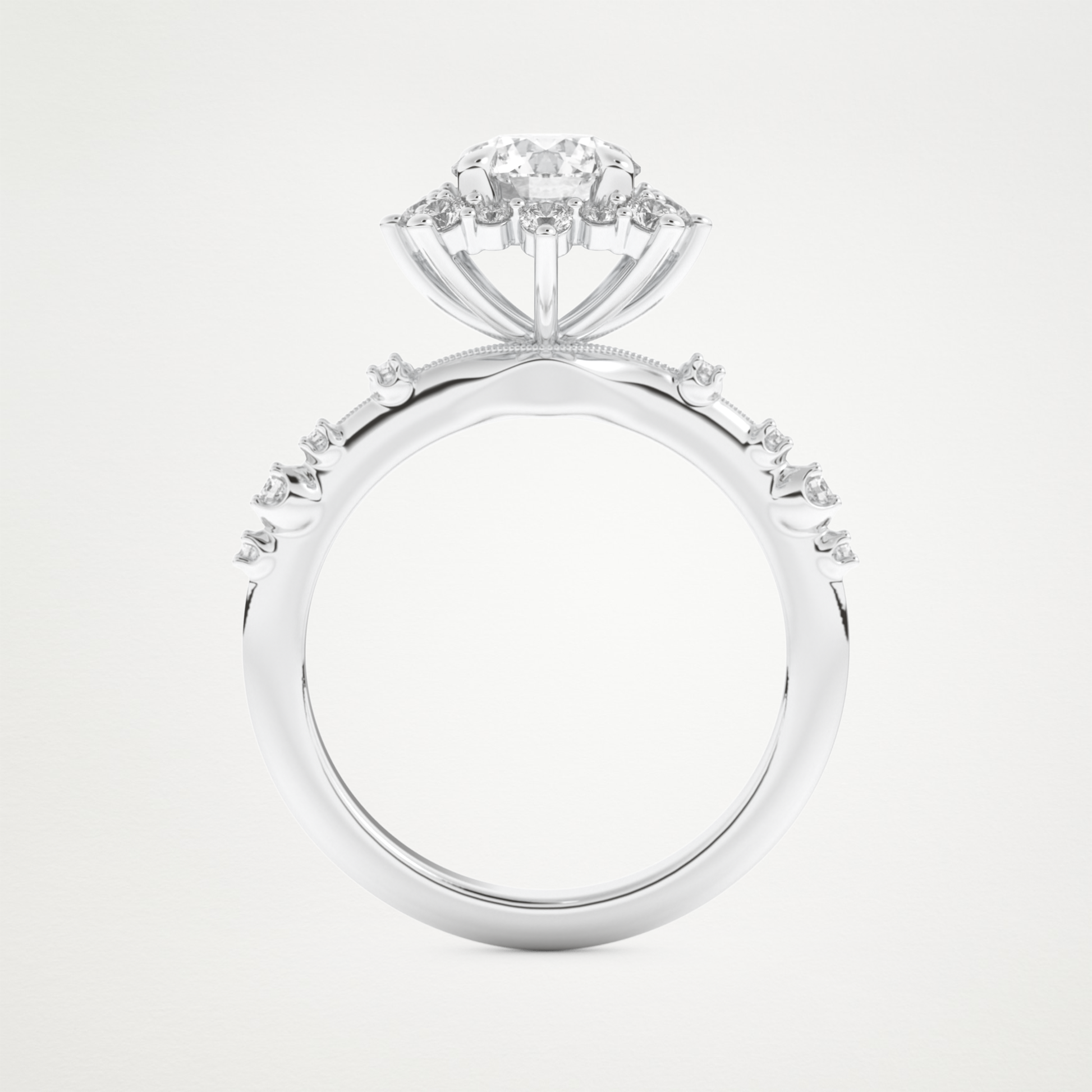Round Cluster Lab Grown Diamond Engagement Ring