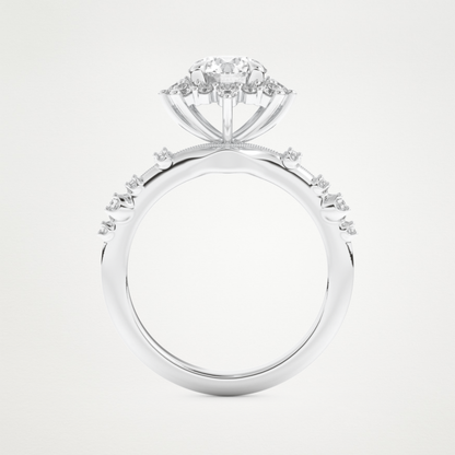Round Cluster Lab Grown Diamond Engagement Ring