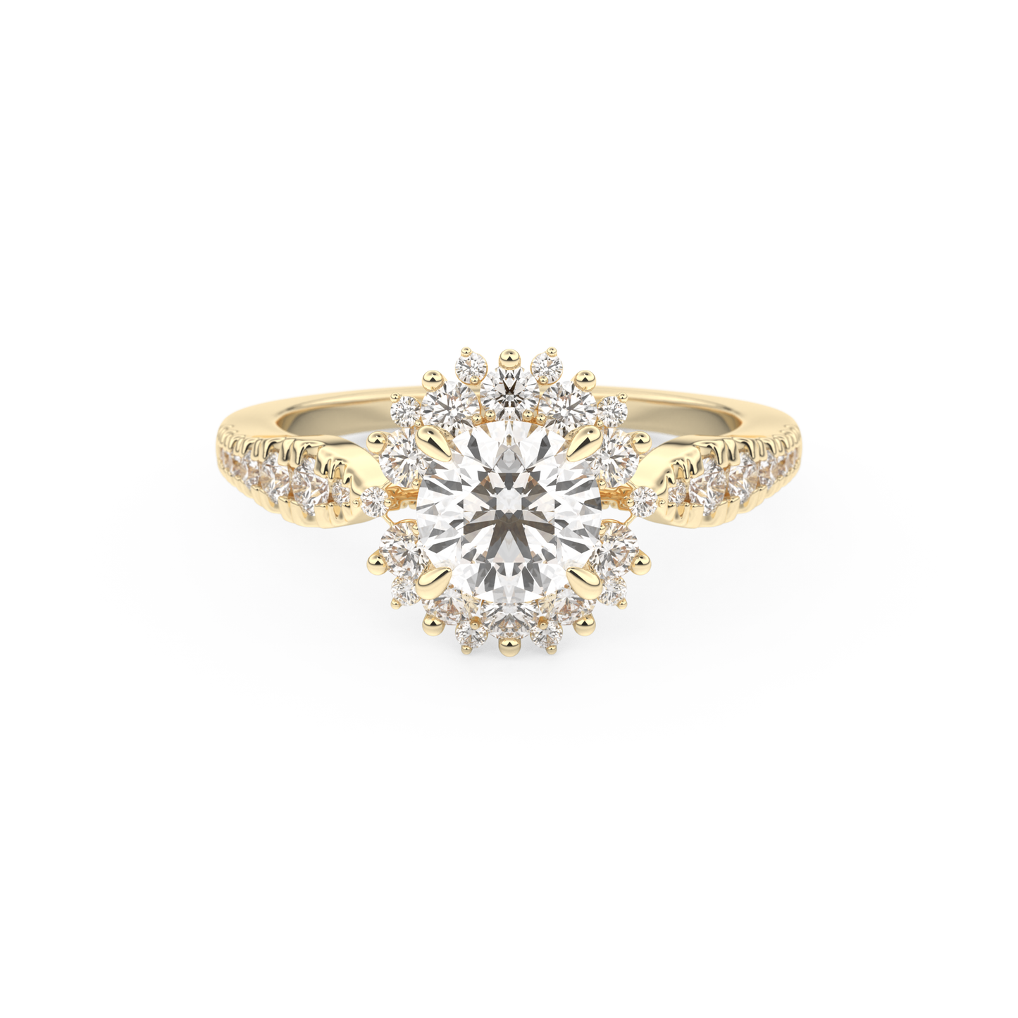 Round Cluster Lab Grown Diamond Engagement Ring