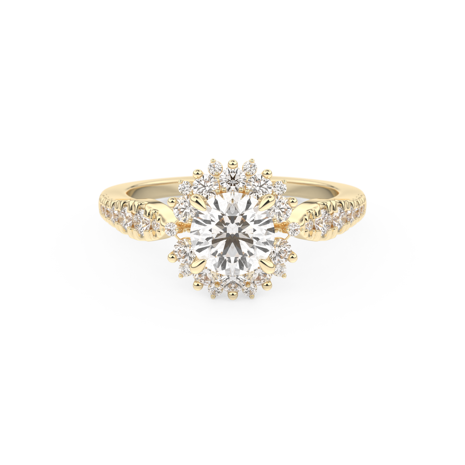 Round Cluster Lab Grown Diamond Engagement Ring