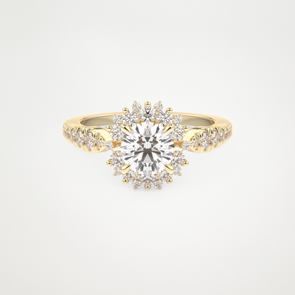 Round Cluster Lab Grown Diamond Engagement Ring