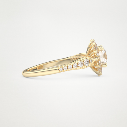 Round Cluster Lab Grown Diamond Engagement Ring