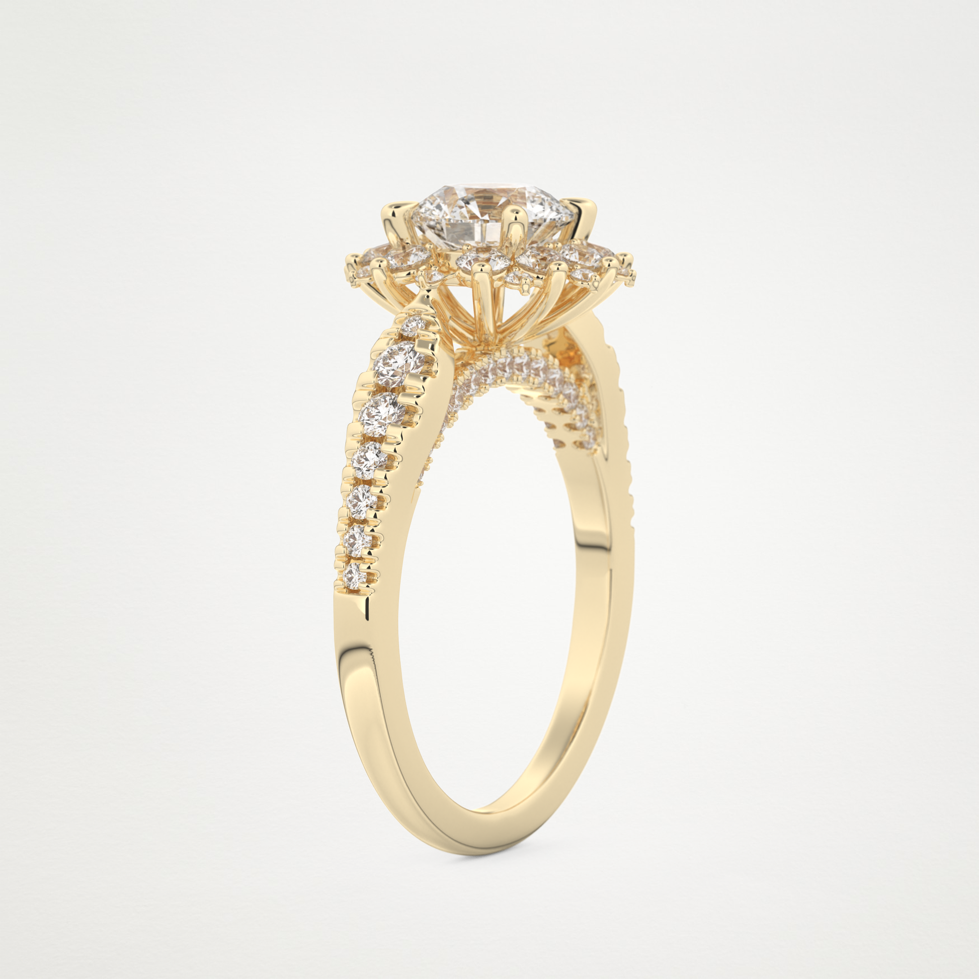 Round Cluster Lab Grown Diamond Engagement Ring