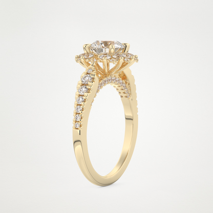 Round Cluster Lab Grown Diamond Engagement Ring