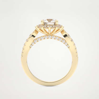 Round Cluster Lab Grown Diamond Engagement Ring