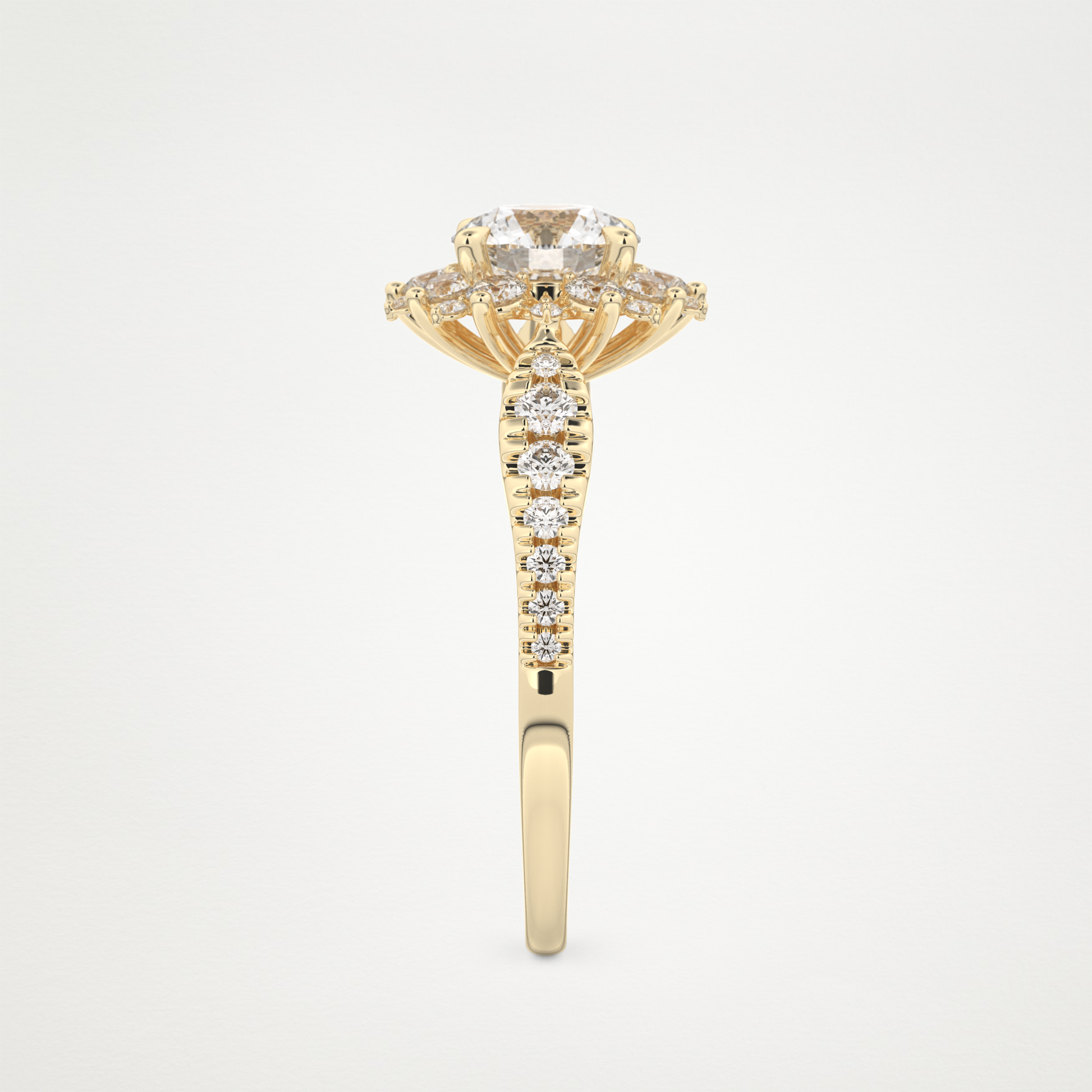 Round Cluster Lab Grown Diamond Engagement Ring