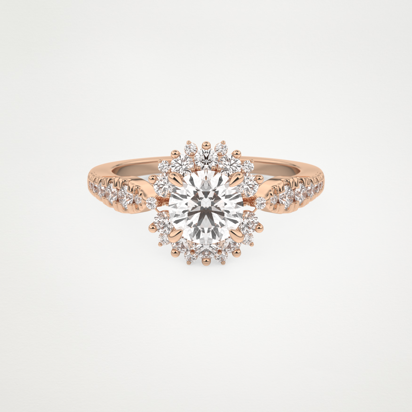 Round Cluster Lab Grown Diamond Engagement Ring