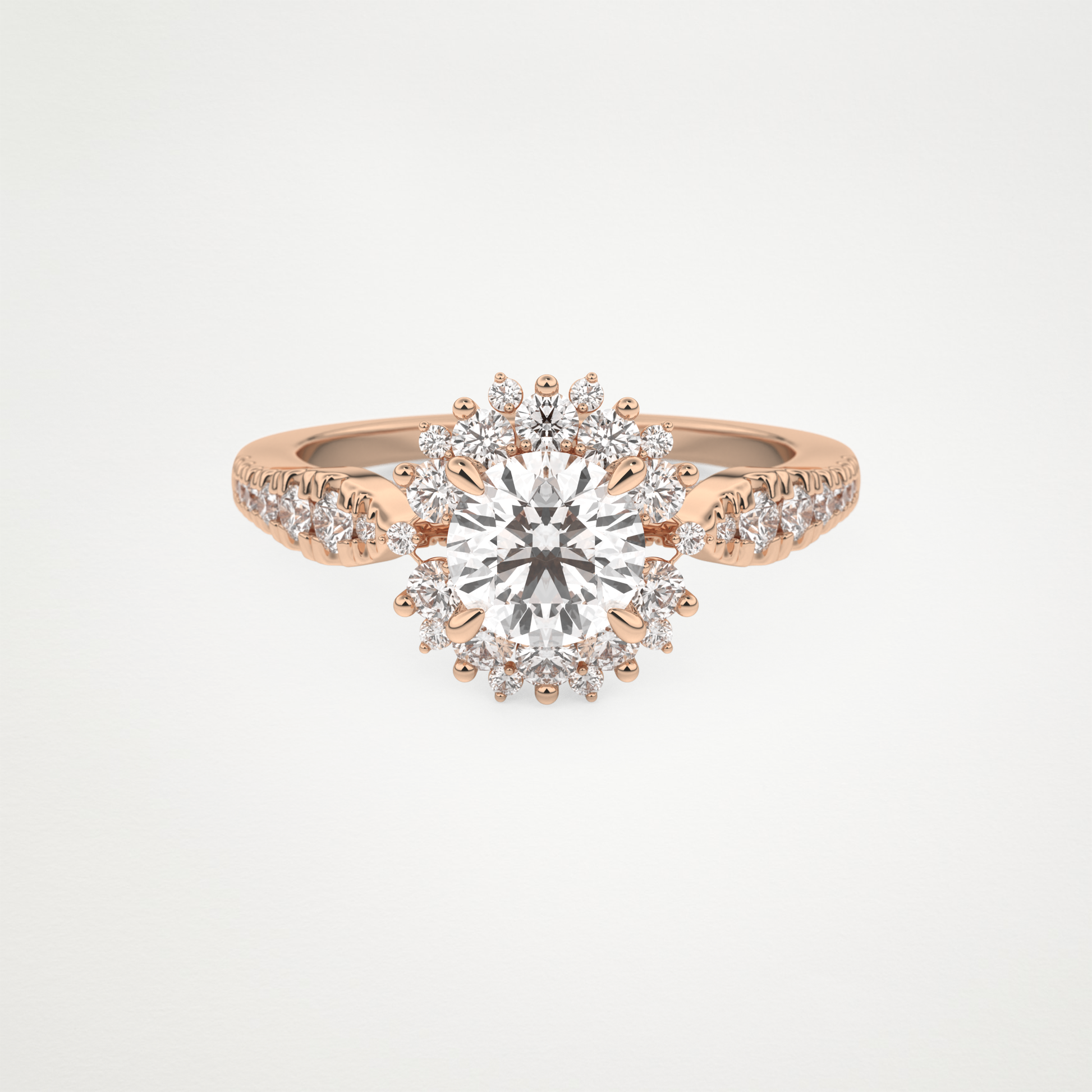 Round Cluster Lab Grown Diamond Engagement Ring
