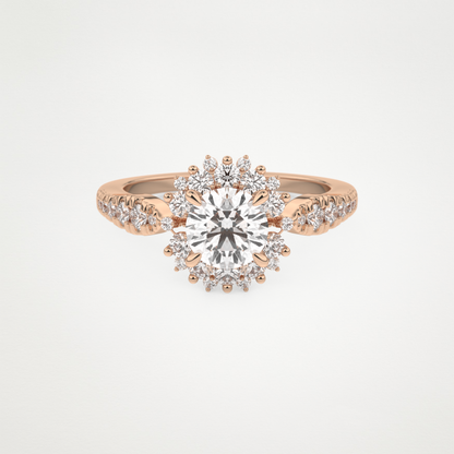 Round Cluster Lab Grown Diamond Engagement Ring