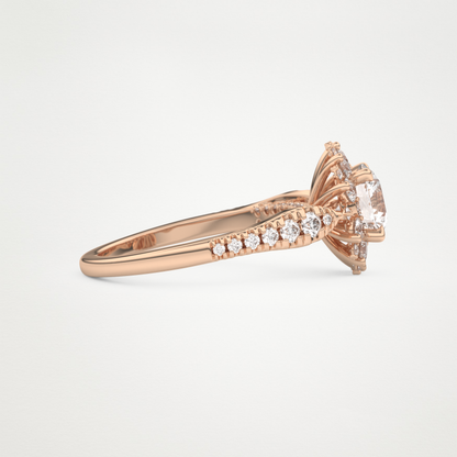 Round Cluster Lab Grown Diamond Engagement Ring