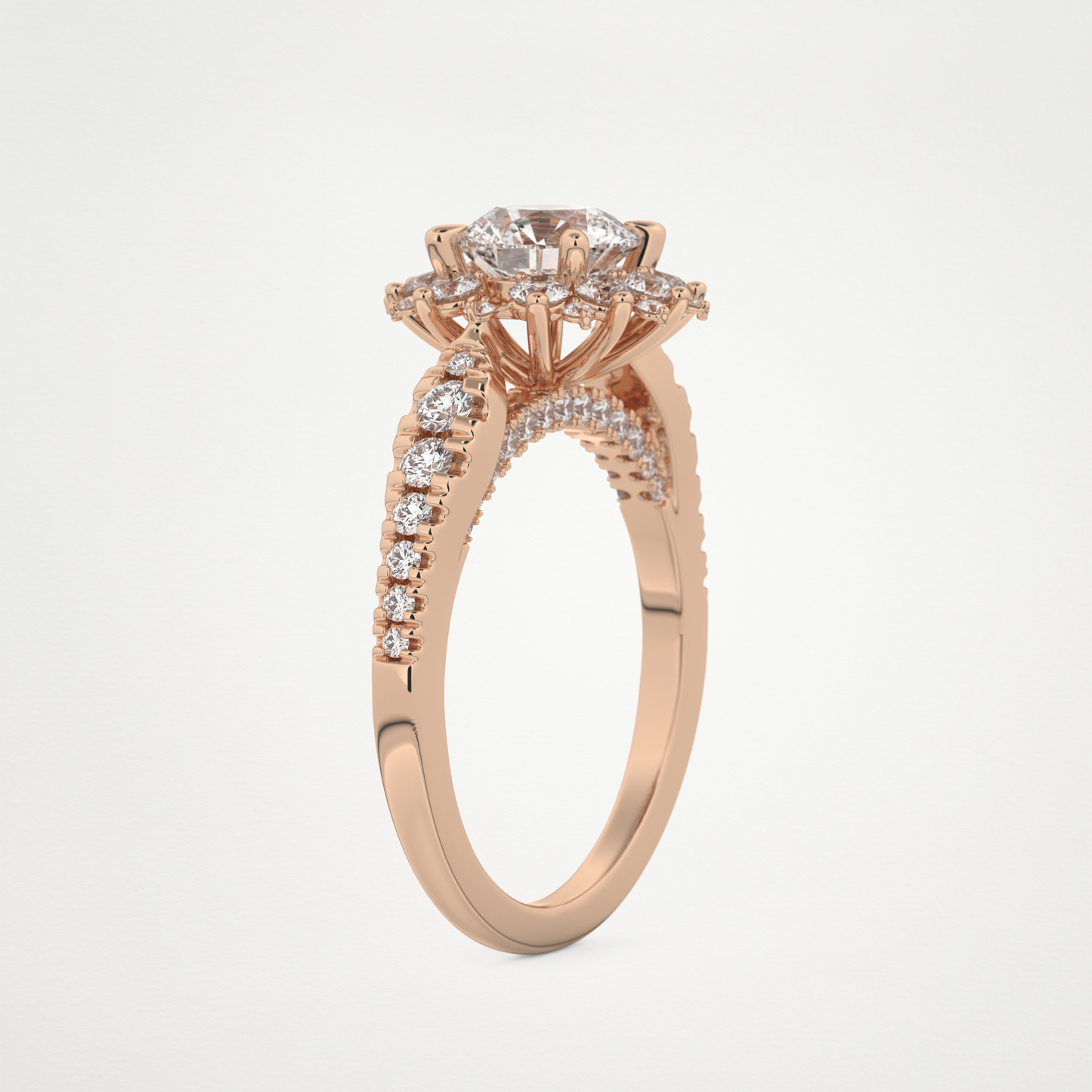 Round Cluster Lab Grown Diamond Engagement Ring