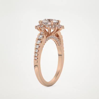 Round Cluster Lab Grown Diamond Engagement Ring