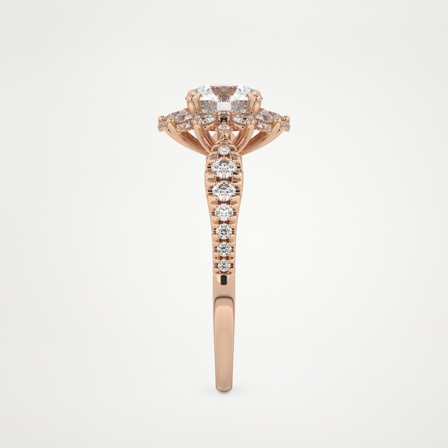 Round Cluster Lab Grown Diamond Engagement Ring